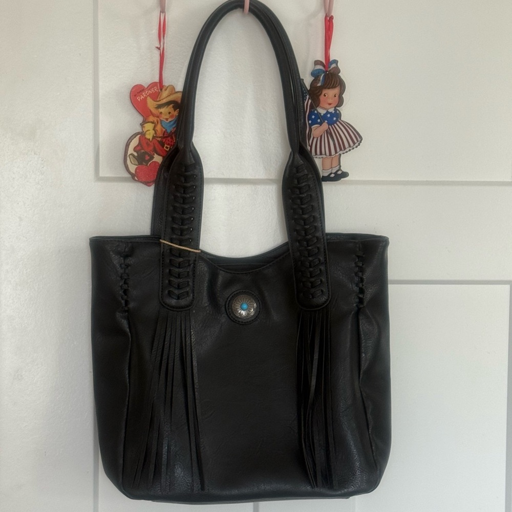 Western purse with fringe and turquoise